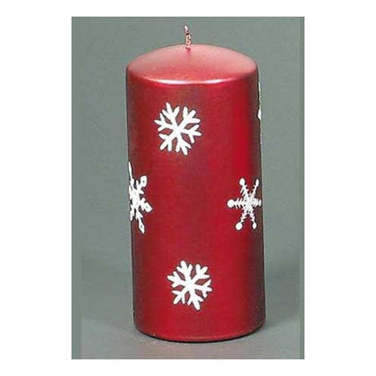 Candela satinata natalizia decorata 160x75 mm - colore rosso - addobbo natale