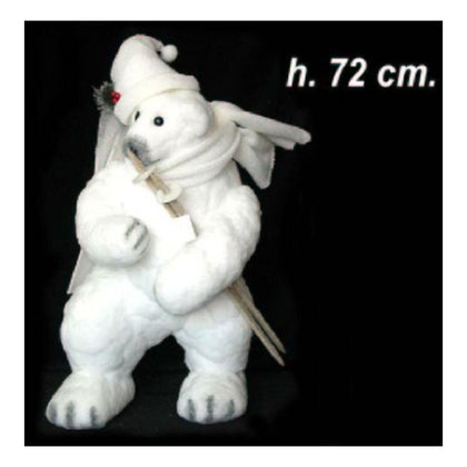 Orso con sci 45x43x72 cm - addobbo decorazione natale oggettistica