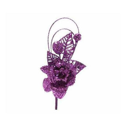 Magnolia clip con frutta per albero di natale  - colore viola - addobbo decorazione natalizia