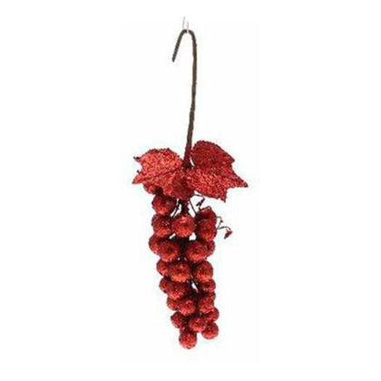 Grappolo uva natalizio per albero di natale 15 cm - colore rosso - addobbo natalizio