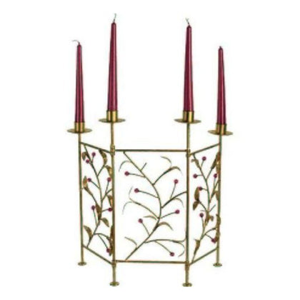 Porta candele natalizio 4 posti - colore oro/rosso - decorazione addobbo natale