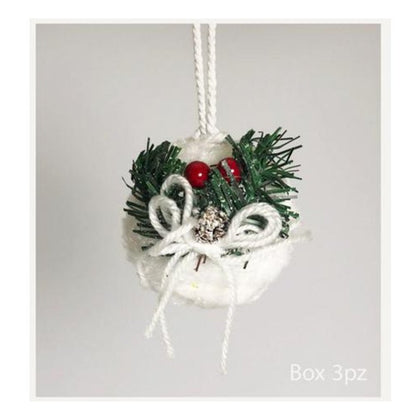 3 Sfere palle decorate con bacche per albero di natale Ø12 cm - colore bianco