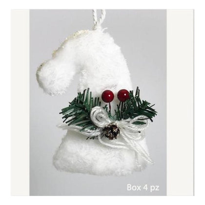 4 Cappelli decorati 11x15 cm per albero di natale - colore bianco - decorazioni addobbi