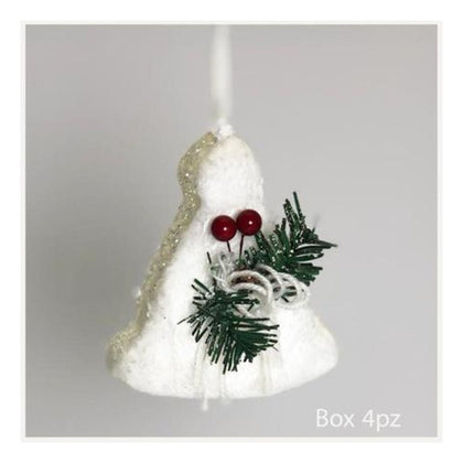 4 Cappelli decorati 11 cm per albero di natale - colore bianco - decorazioni addobbi