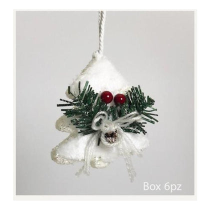 6 alberelli innevati decorati 9 cm per albero di natale - colore bianco - decorazioni addobbi