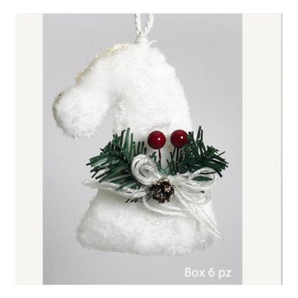 6 cappellini innevati 8x12 cm per albero di natale - colore bianco - decorazioni addobbi