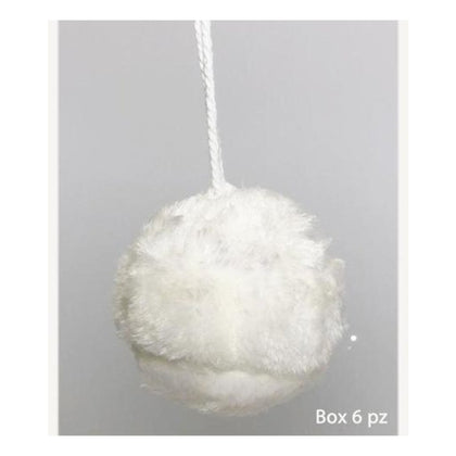 6 sfere palle di natale innevate decorate Ø8 cm per albero di natale - colore bianco