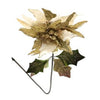 Ramo natalizio con fiore decorato h76 cm - colore oro - addobbo natale decorazione