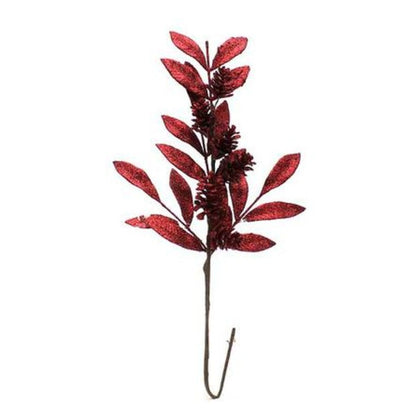 Ramo natalizio con pigne h72 cm - colore rosso - addobbo decorazione natale