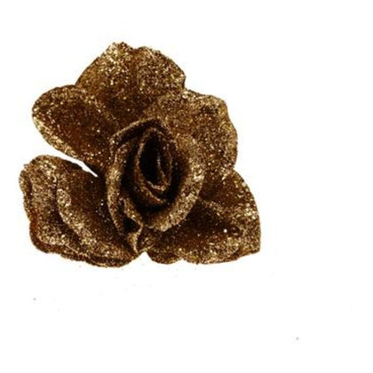 Rosa con clip per albero di natale Ø9 cm - colore marrone - addobbo decorazione natale