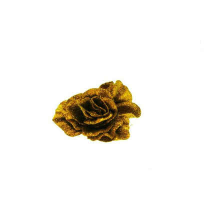 Rosa con clip per albero di natale Ø9 cm - colore oro - addobbo decorazione natale