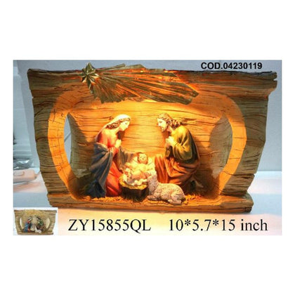 Sacra famiglia presepe con lampada 38 cm  - decorazione addobbo natalizio