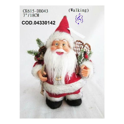 Santa Claus Babbo natale 18 cm animato con musica - Bordeaux/Grigio