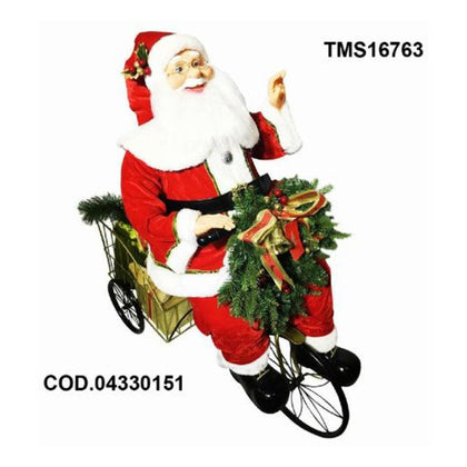 Babbo natale su triciclo h60 cm - rosso/bianco - decorazione addobbo natalizio