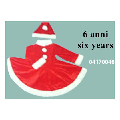 Abito Vestito Costume Babbo natale Santa Claus per bambina - Taglia 6 anni