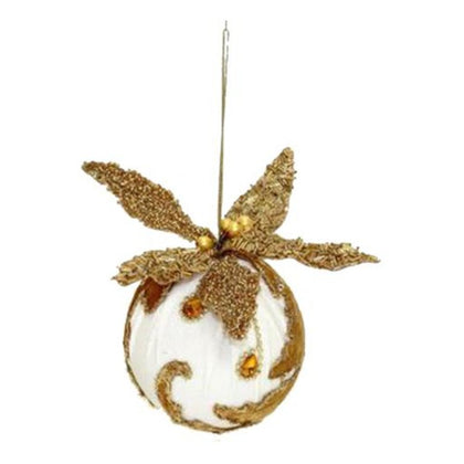 Sfera palla decorata per albero di natale Ø10 cm - oro/crema - addobbo decorazione natale