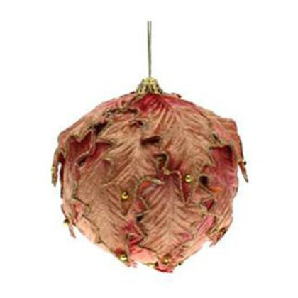 Sfera palla decorata per albero di natale Ø10 cm - crema/arancio - addobbo decorazione natale