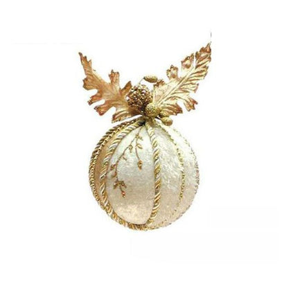 Sfera palla decorata per albero di natale Ø8 cm - crema/arancio - addobbo decorazione natale