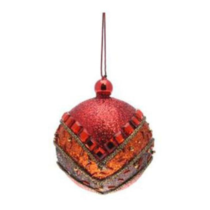 Sfera palla decorata per albero di natale Ø10 cm - rosso - addobbo decorazione natale