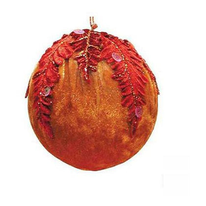 Sfera palla decorata per albero di natale Ø10 cm - rosso/arancio - addobbo decorazione natale