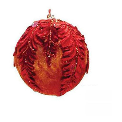 Sfera palla decorata per albero di natale Ø8 cm - rosso/arancio - addobbo decorazione natale