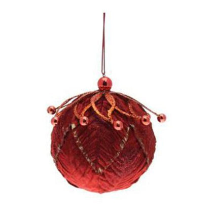 Sfera palla decorata per albero di natale Ø10 cm - rosso - addobbo decorazione natale