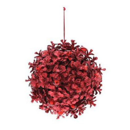 Sfera palla fiorita per albero di natale Ø12 cm - rosso - addobbo decorazione natalizia