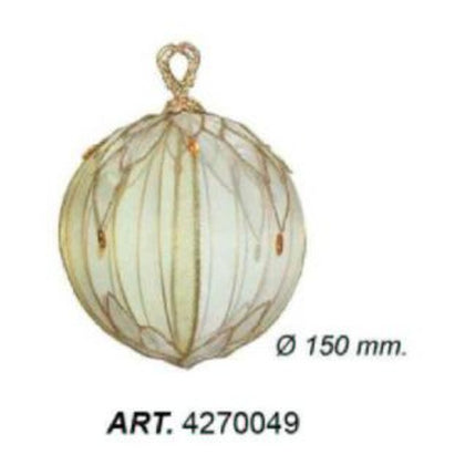 Sfera palla in organza per albero di natale  Ø15 cm - oro/bianco - addobbo decorazione natale