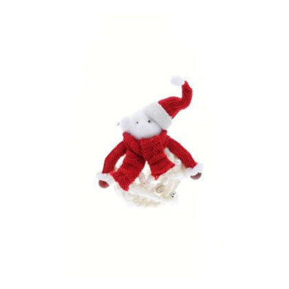 Sfera palla orso per albero di natale Ø15 cm - colore bianco/rosso - addobbo decorazione natalizia