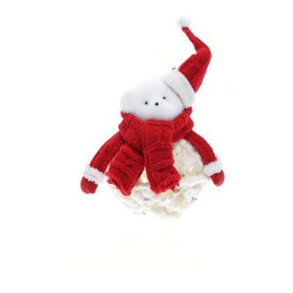 Sfera palla orso per albero di natale Ø20 cm - colore bianco/rosso - addobbo decorazione natalizia