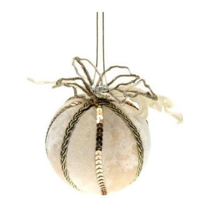 Sfera palla in velluto per albero di natale Ø10 cm - bronzo/oro - addobbo decorazione natale