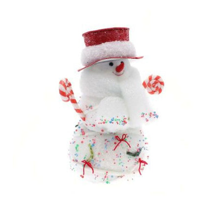Pupazzo di neve natalizio h36x29x19 cm - bianco/rosso - decorazione addobbo natale