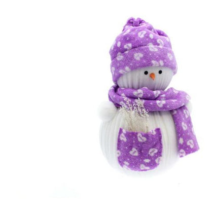 Pupazzo di neve natalizio h55 cm - bianco/viola - decorazione addobbo natale