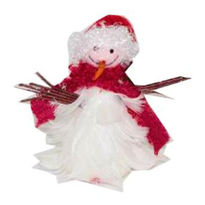 Pupazzo di neve natalizio h12 cm - rosso/bianco - addobbo decorazione natale