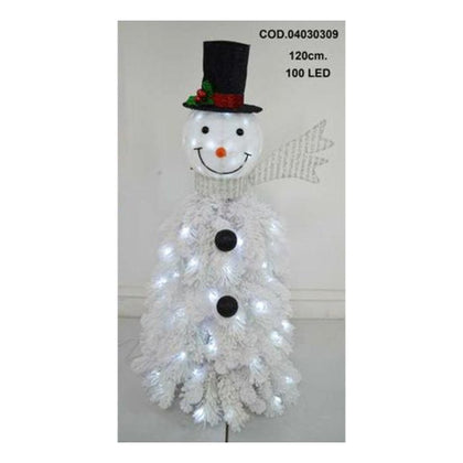 Albero di natale Pupazzo di neve 120 cm con 100 luci a led - colore bianco