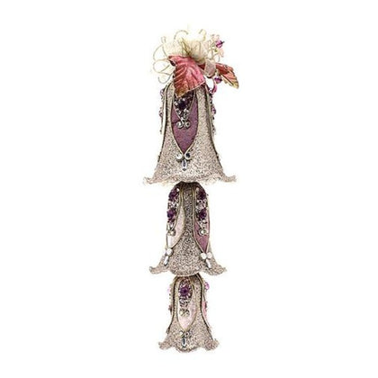 Tris campane pendenti natalizie con fiocco 45 cm - colore rosa - addobbo natale