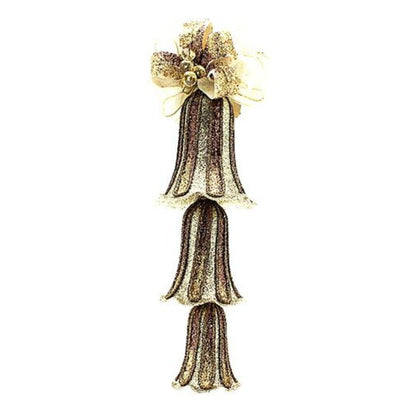 Tris campane pendenti natalizie con fiocco 40 cm - colore oro - addobbo natale
