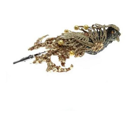 Uccello con clip 15 cm per albero natale - marrone/rame - addobbo decorazione natalizia