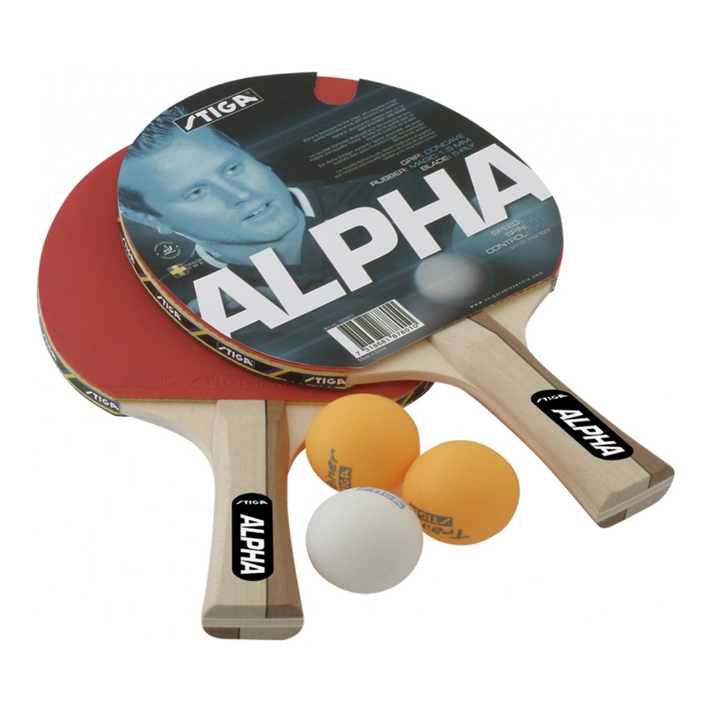 Set Alpha - 2 racchette + 3 palline - ping pong