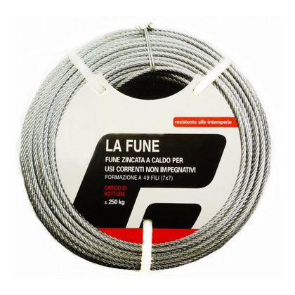 Fune per Arganelli - Carico Massimo 250 kg - Ø2,4 mm x 6 metri