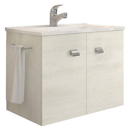 Mobile Bagno con 2 Ante + Lavabo integrale + Portasalviette 61x36xh47 cm Bianco Serie Erika