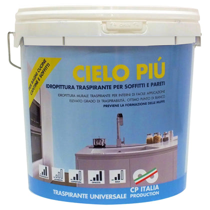 Idropittura Traspirante per interni - 5 litri - colore bianco - 500CAP000005 Cielo Più