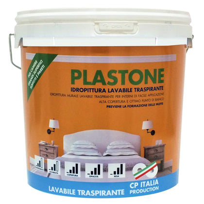 Idropittura Lavabile Traspirante - Confezione 2,5 litri - Bianco - 504CAP000007 Plastone