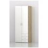 Armadio con 2 Ante + 3 cassetti 78x49xh200 cm - Bianco/Legno 70425AK/UU