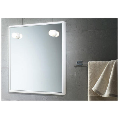 Specchio rettangolare con luci 25W e cornice bianco 55x60x3,5 cm - 8001