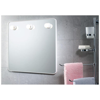 Specchio bagno con luci 25W 55x55x5 cm - Cornice in resina Bianco - 6005