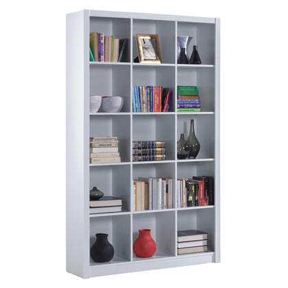 Libreria Kube - 15 Vani - 114X30X195H Cm - Bianco Lucido