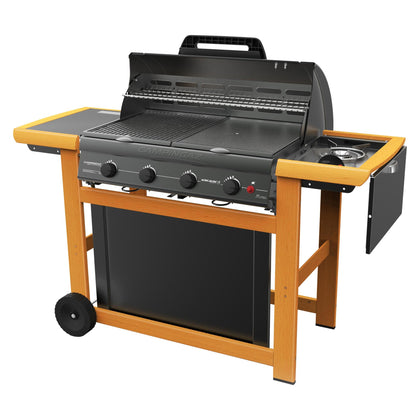 Barbecue a Gas con Fornello Laterale e Coperchio - Adelaide 4 Woody Deluxe