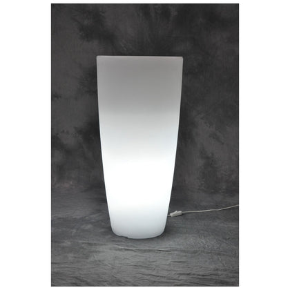 Vaso luminoso in resina per piante - Tondo Ø33xh70 cm - bianco ghiaccio - luce bianca