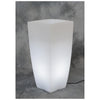 Vaso luminoso in resina per piante - Quadrato 33x33x70 cm - bianco ghiaccio - luce bianca